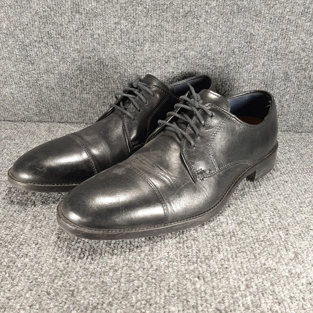 Cole Haan Grand.OS Men's Size 8M Lace Up Cap Toe Oxfords Black Leather